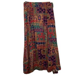 Women's Vintage Charles Glueck Abstract Print Aline skirt rayon 80s, 90s medium